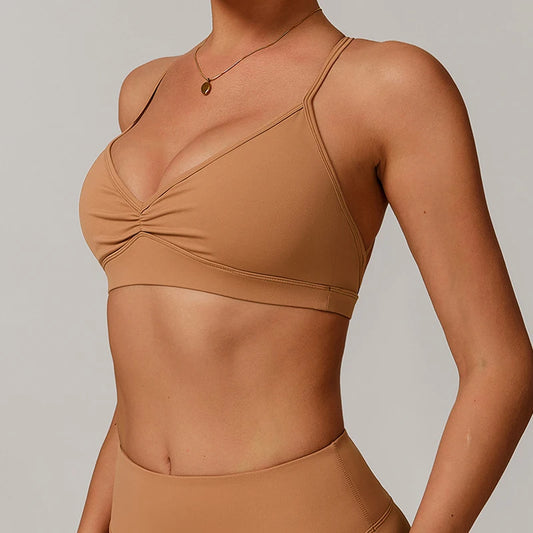Sports Bra with Breathable Quick-Dry Cross Back Design