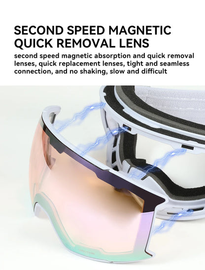 Ski Goggles with UV400 & Anti-Fog Features for Winter Sports