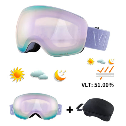 Ski Goggles with UV Protection & Interchangeable Lenses