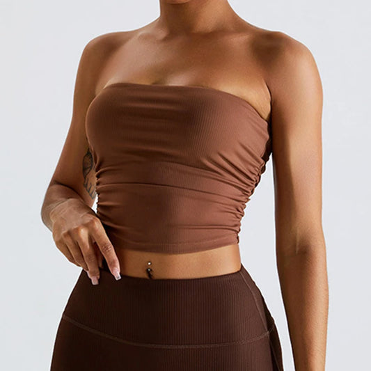 Strapless Yoga Bra - Unlined, Quick-Drying Fitness Top