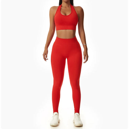 Sports Bra with Halter Neck & Breathable Design for Active Comfort