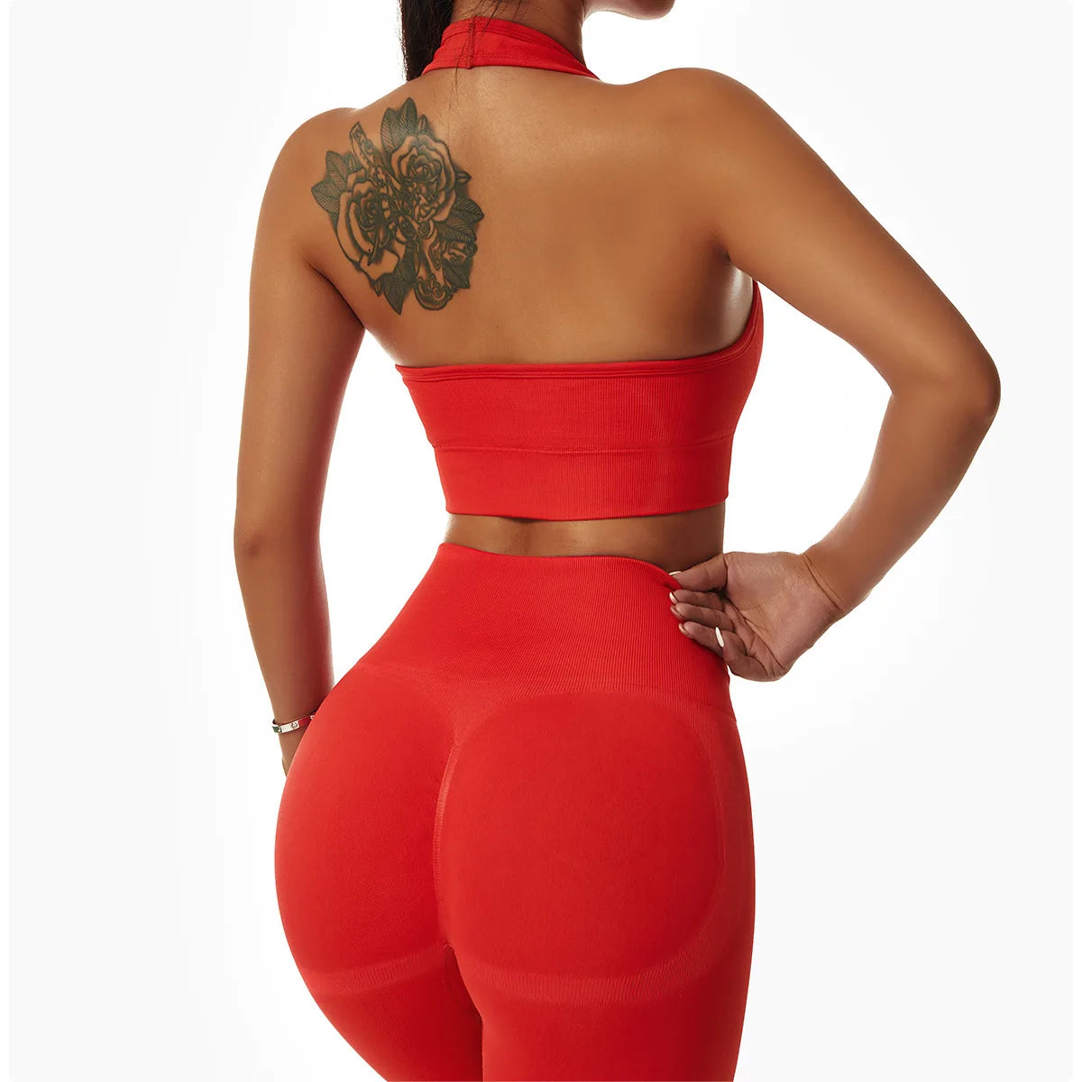 Sports Bra with Halter Neck & Breathable Design for Active Comfort