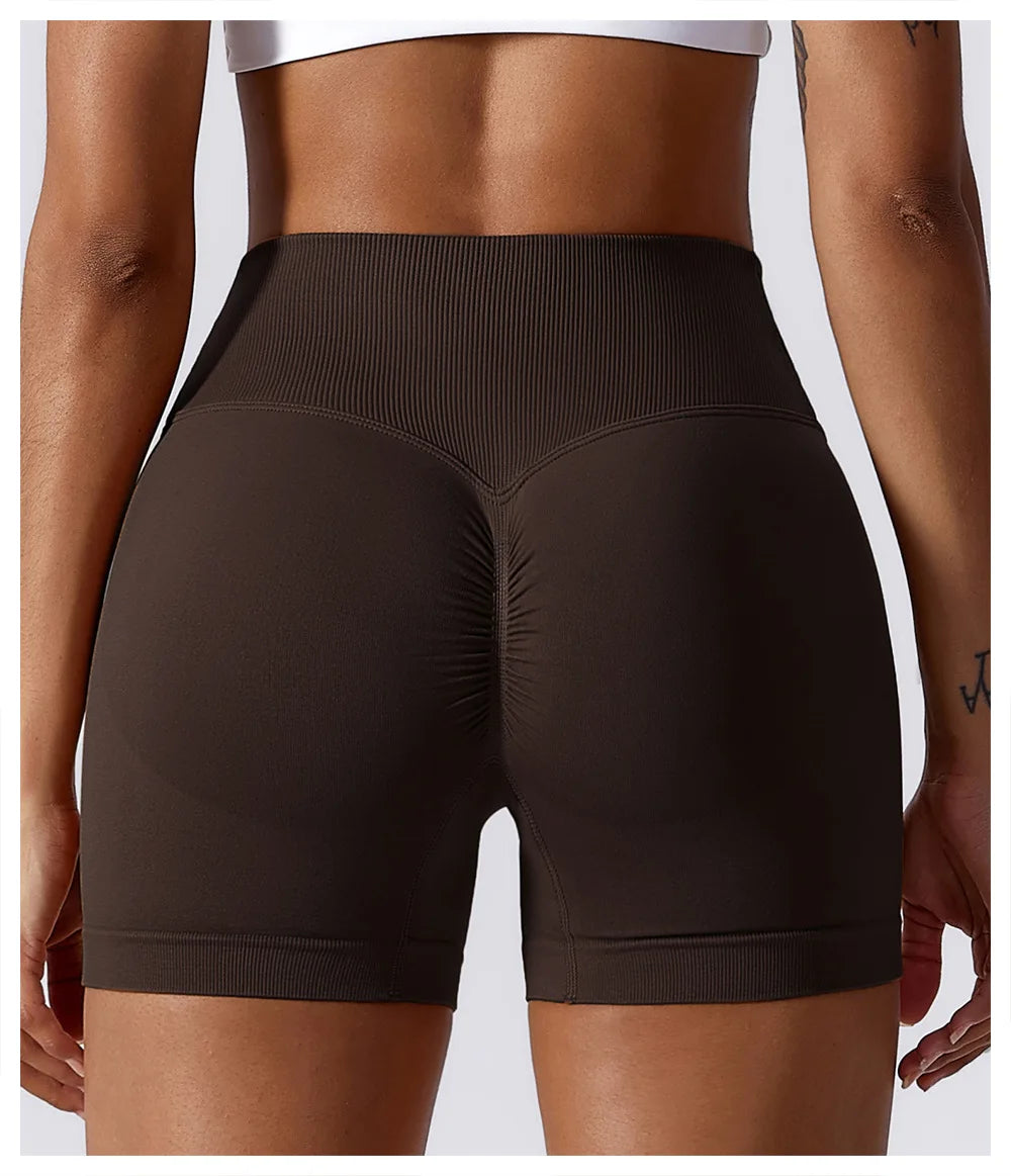 High Waist Yoga Shorts - Seamless, Breathable, and Supportive
