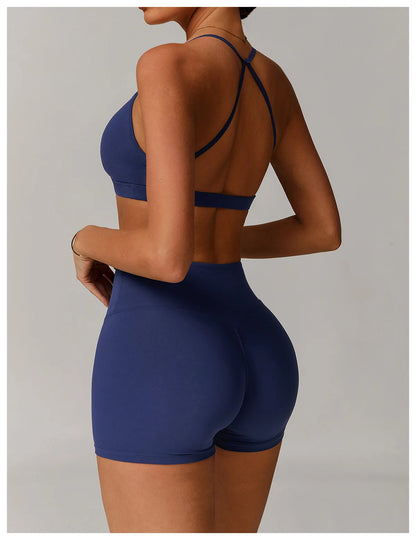 Sports Bra with Breathable Quick-Dry Cross Back Design