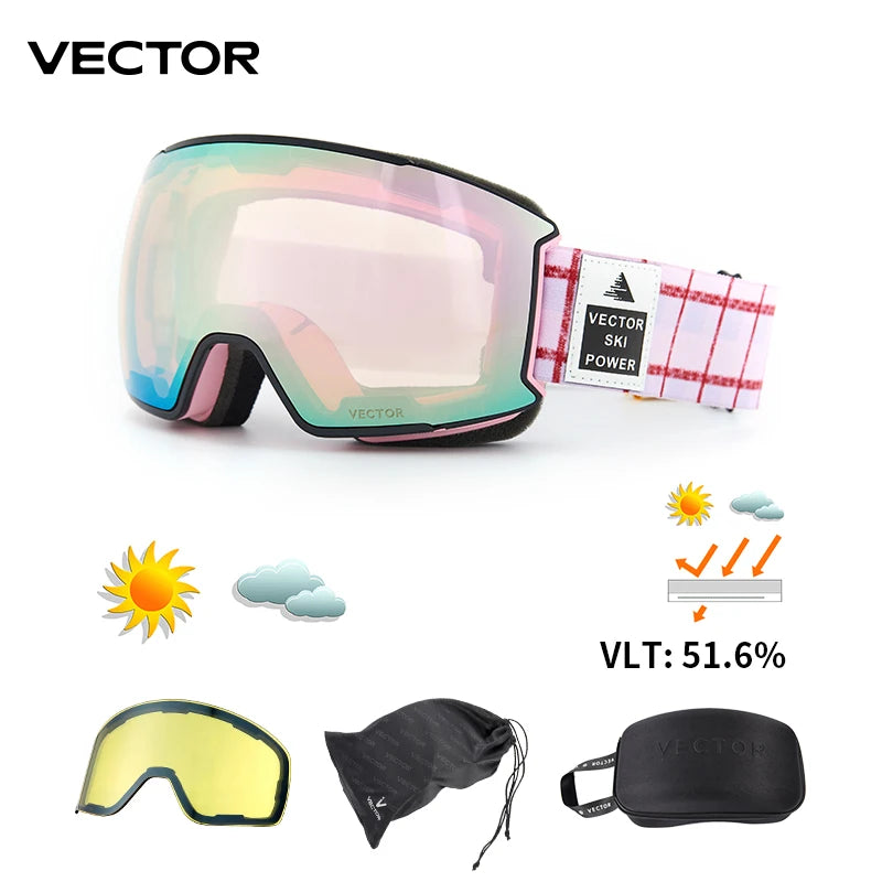 Ski Goggles with UV400 & Anti-Fog Features for Winter Sports