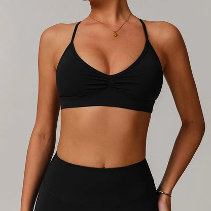 Sports Bra with Breathable Quick-Dry Cross Back Design