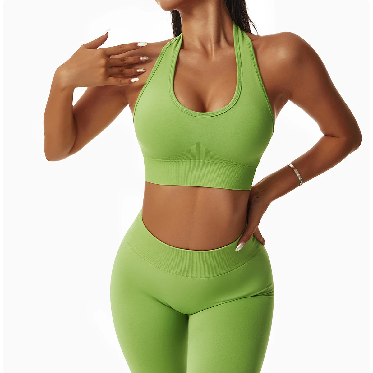 Sports Bra with Halter Neck & Breathable Design for Active Comfort
