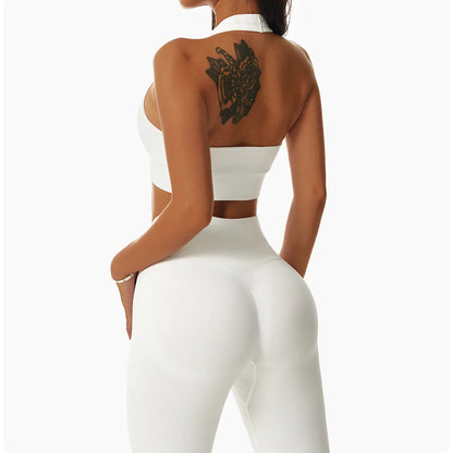 Sports Bra with Halter Neck & Breathable Design for Active Comfort