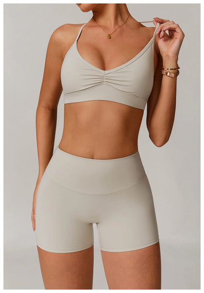 Sports Bra with Breathable Quick-Dry Cross Back Design