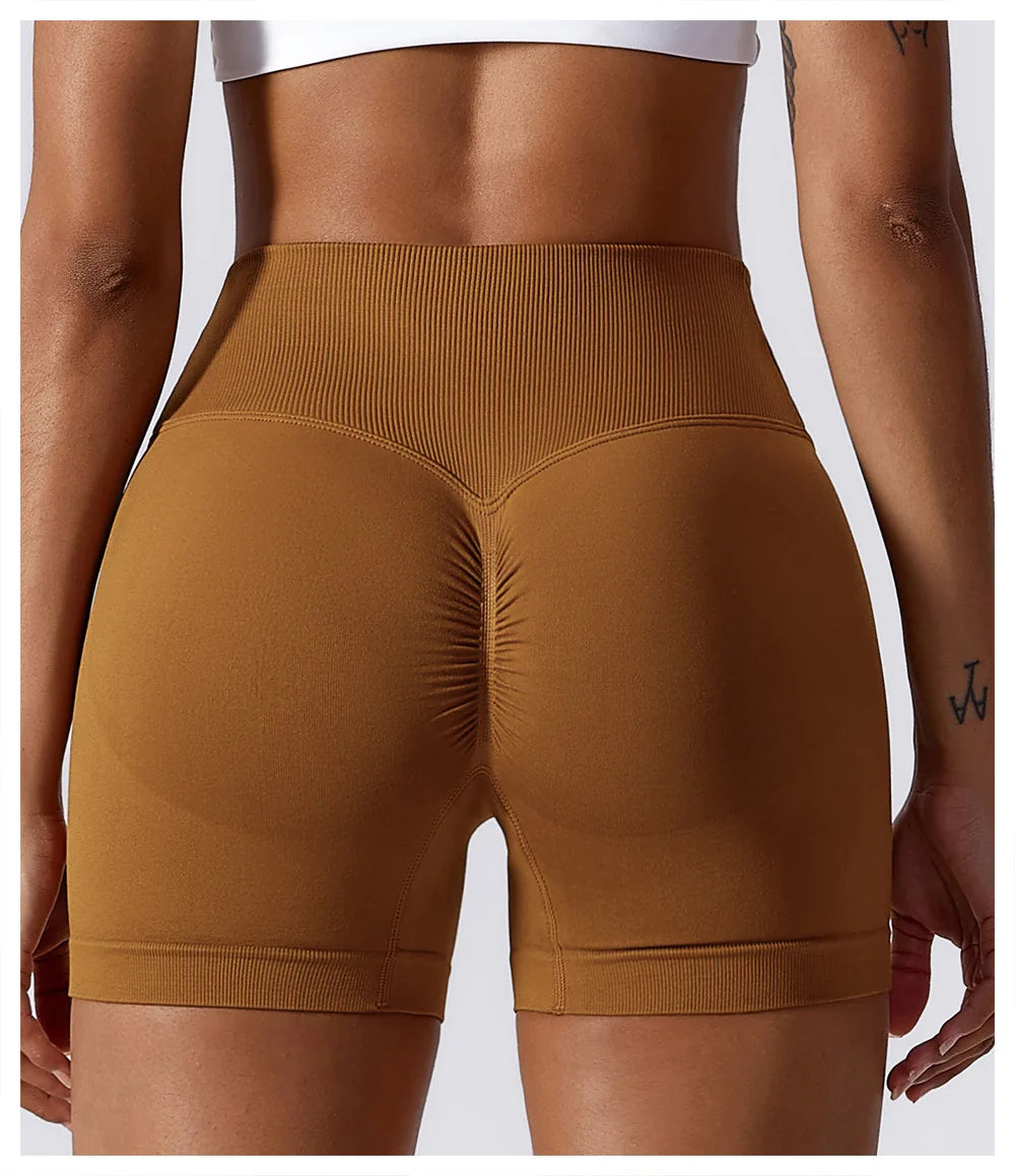 High Waist Yoga Shorts - Seamless, Breathable, and Supportive