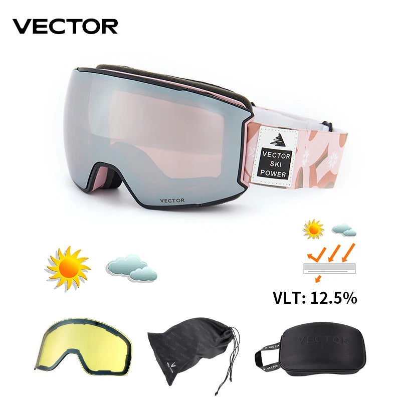 Ski Goggles with UV400 & Anti-Fog Features for Winter Sports