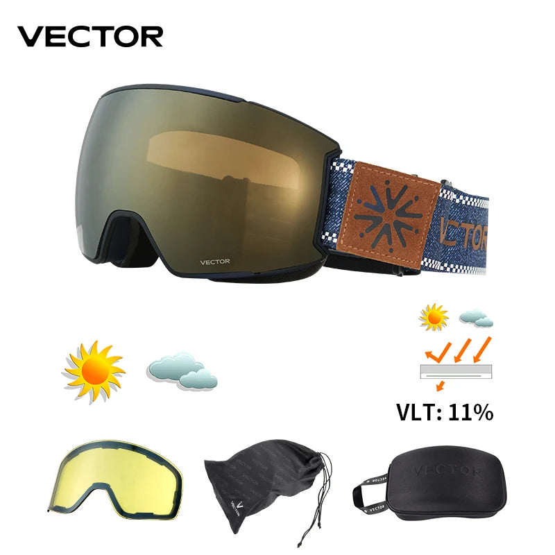 Ski Goggles with UV400 & Anti-Fog Features for Winter Sports