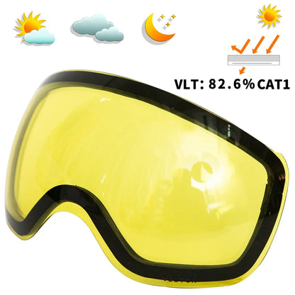 Ski Goggles with UV Protection & Interchangeable Lenses