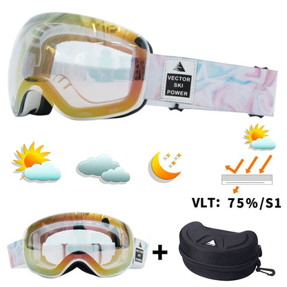 Ski Goggles with UV Protection & Interchangeable Lenses
