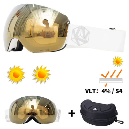 Ski Goggles with UV Protection & Interchangeable Lenses