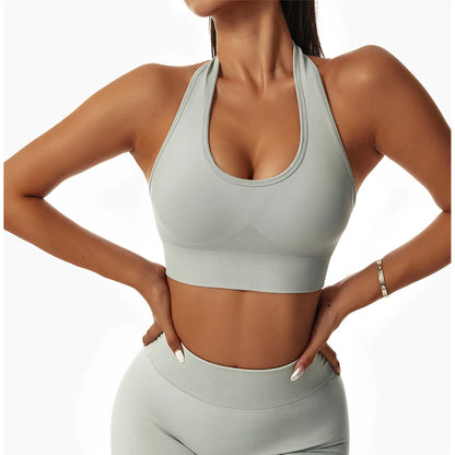 Sports Bra with Halter Neck & Breathable Design for Active Comfort