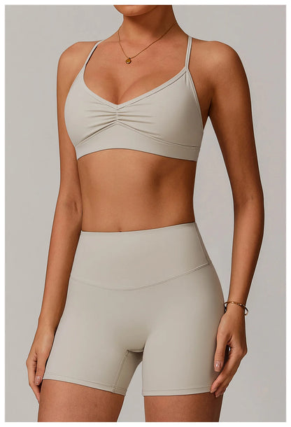 Sports Bra with Breathable Quick-Dry Cross Back Design