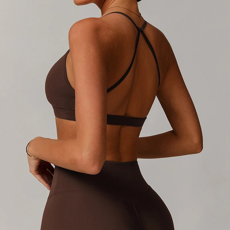 Sports Bra with Breathable Quick-Dry Cross Back Design