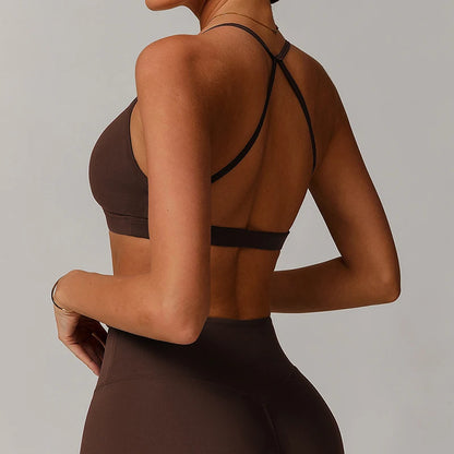 Sports Bra with Breathable Quick-Dry Cross Back Design