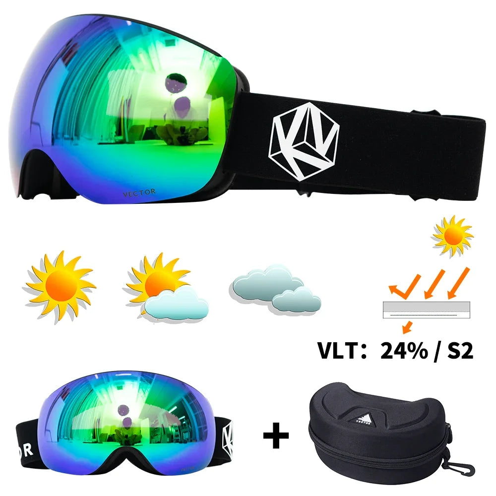 Ski Goggles with UV Protection & Interchangeable Lenses