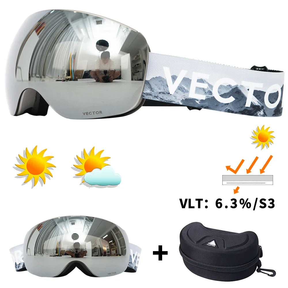 Ski Goggles with UV Protection & Interchangeable Lenses