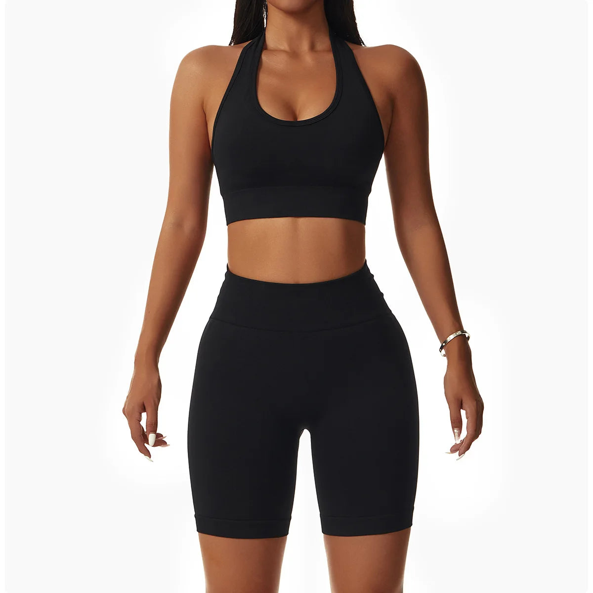 Sports Bra with Halter Neck & Breathable Design for Active Comfort