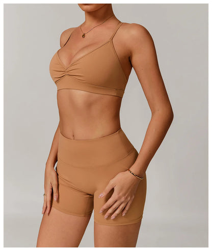 Sports Bra with Breathable Quick-Dry Cross Back Design