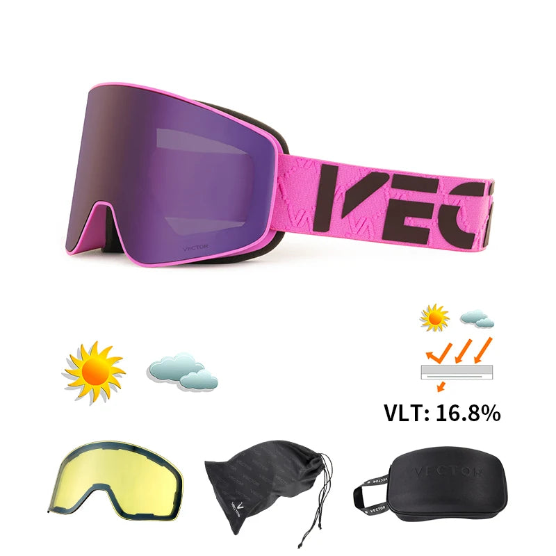 Ski Goggles with Anti Fog & UV400 Protection