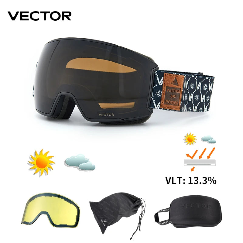 Ski Goggles with UV400 & Anti-Fog Features for Winter Sports