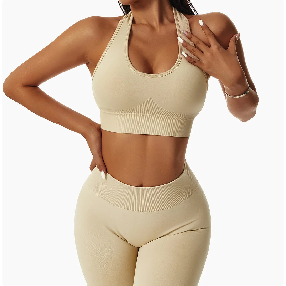 Sports Bra with Halter Neck & Breathable Design for Active Comfort